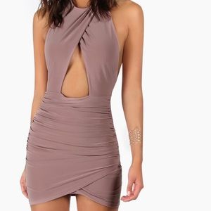 ‼️SOLD‼️ Mauve Backless Ruched Halter Dress